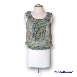 Vintage XXI Sheer Ruffled Sleeveless Top. Size M